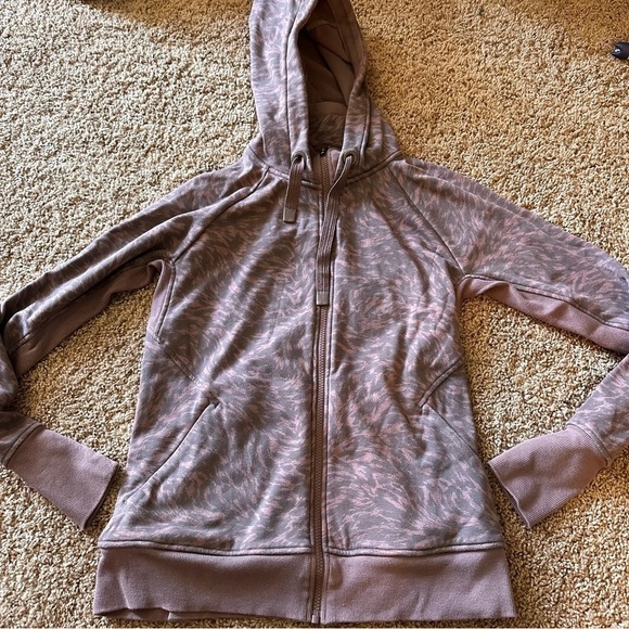 ATHLETA Triumph Printed Hoodie Smoked Almond Brown Purple {NN43} - Picture 7 of 12